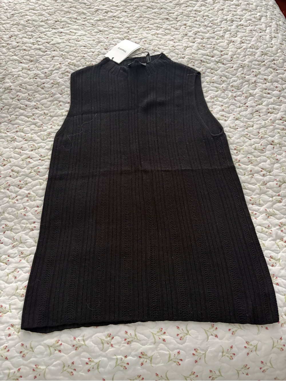 Theory Black Ribbed Sleeveless Knit Tank